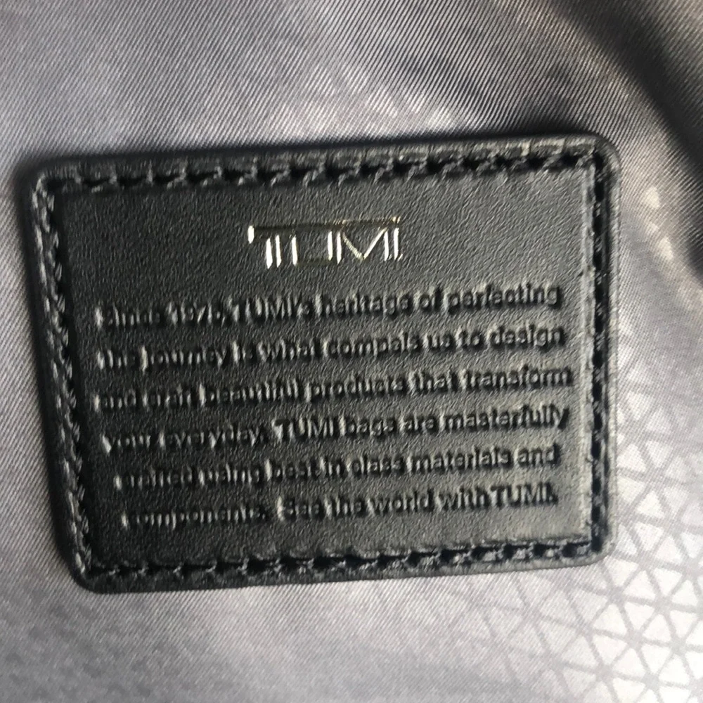 Tumi Gray & Black Textured Backpack with Blue Accent Strap